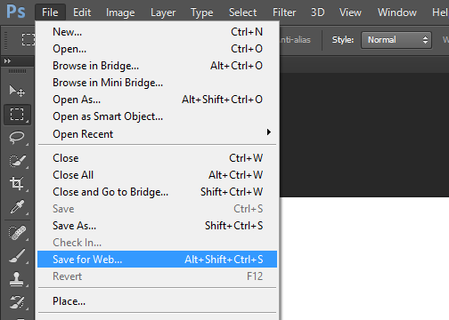 Save for web photoshop