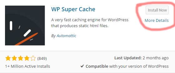 wp super cache plugin